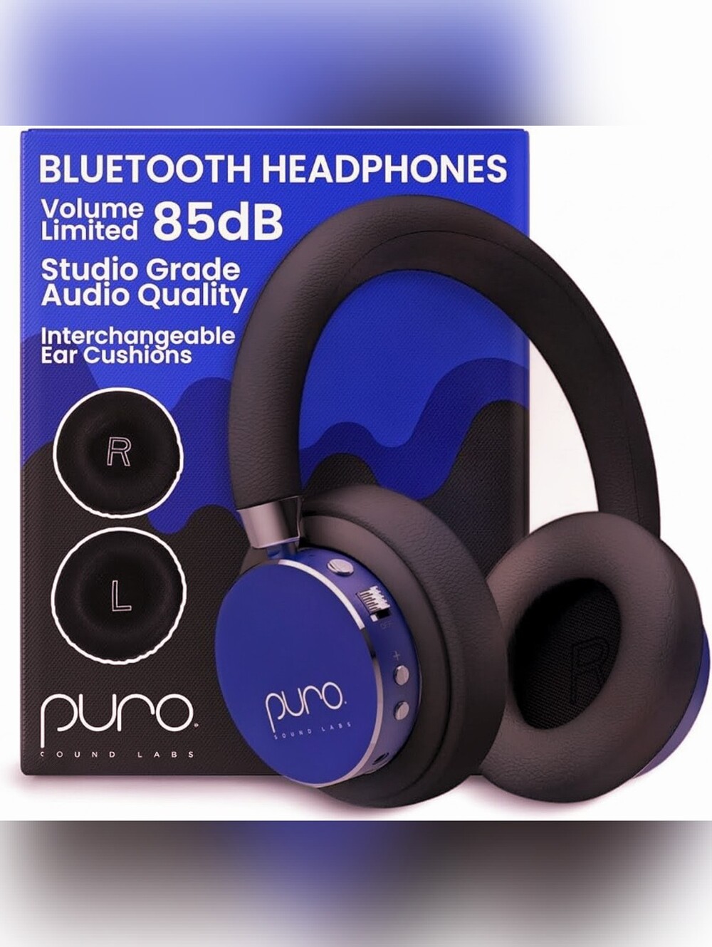Puro Sound Labs Volume Limited Headphones Sapphire Blue Rare Color Built-In Mic